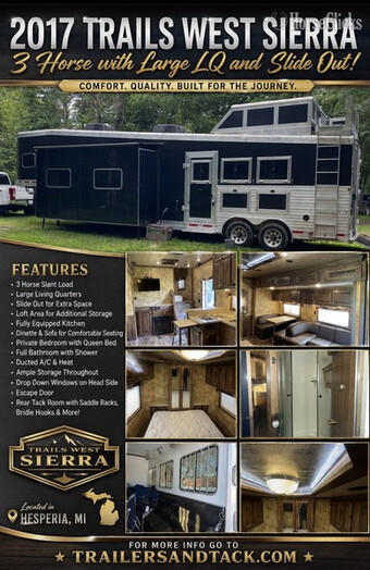 2017 Trails West Sierra Prestige 831 Gooseneck Horse Trailer