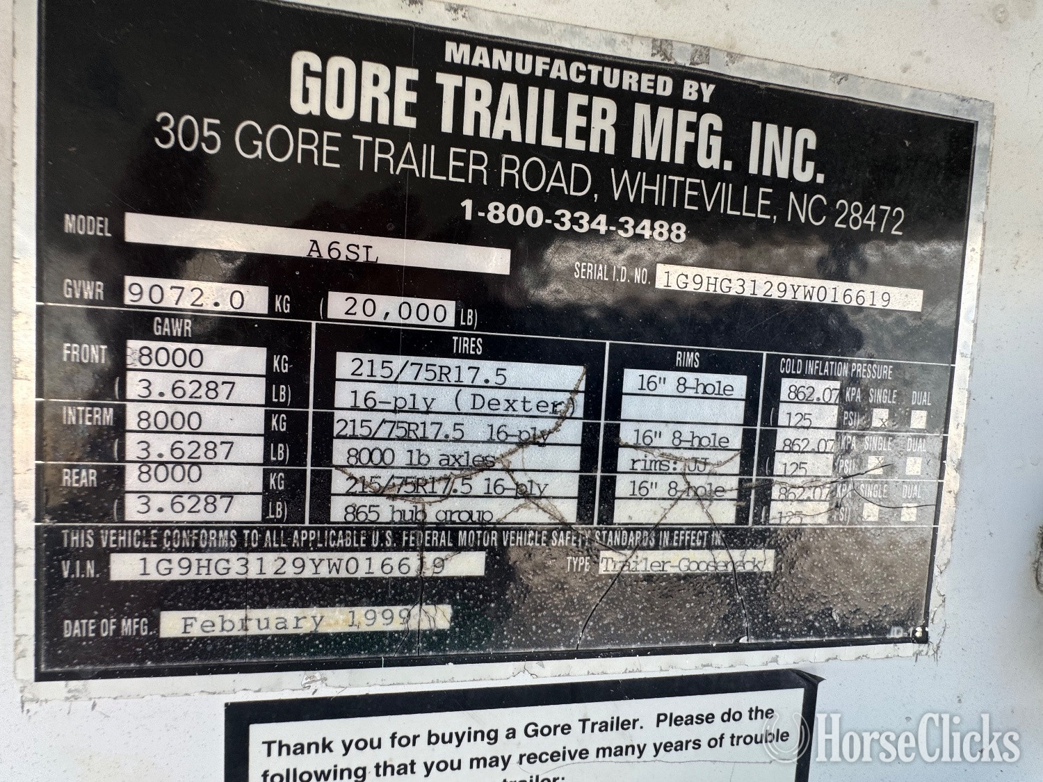 1999 Gore Trailers  Gooseneck Horse Trailer in Kentucky