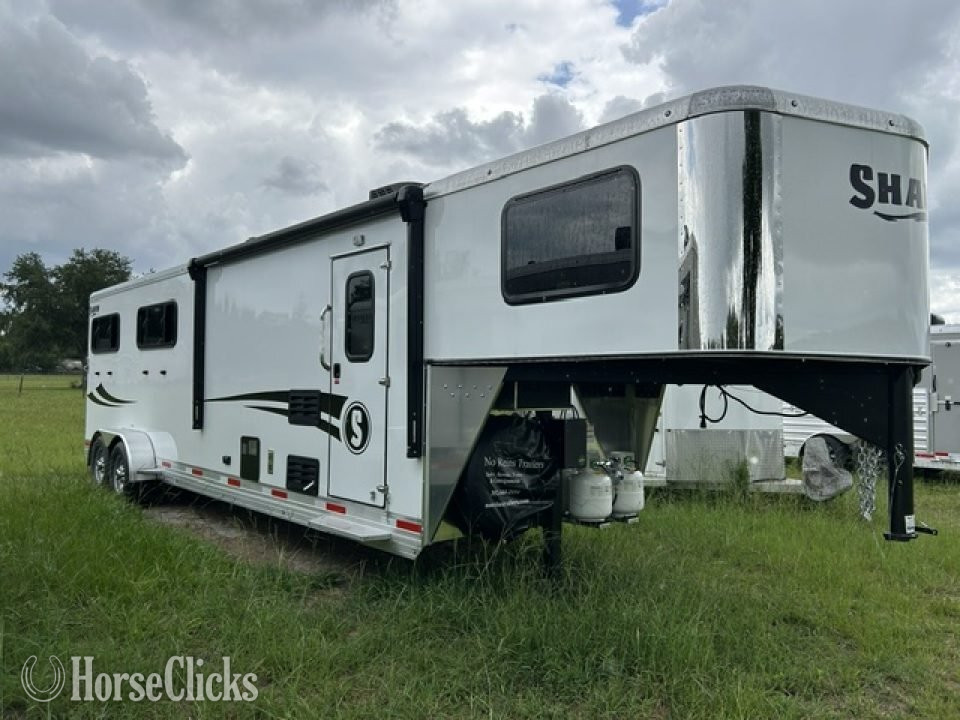 Florida 2027 Shadow Trailers 2027 Shadow Pro Series 4H 9' LQ with Slide Horse Trailer Gooseneck Horse Trailer