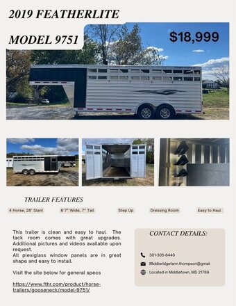 2019 Featherlite Trailers 9751 Gooseneck Horse Trailer