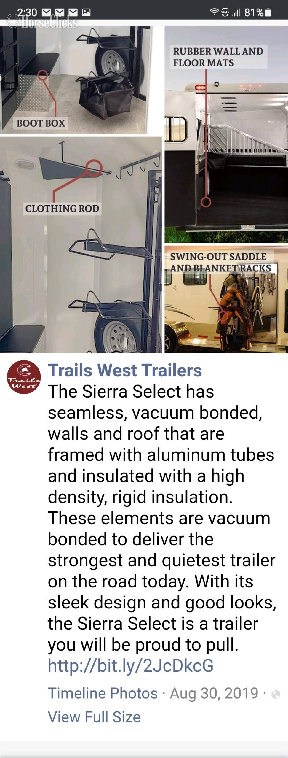 Horse Trailers - 2013 Trails West Sierra Select Bumper Pull Horse Trailer